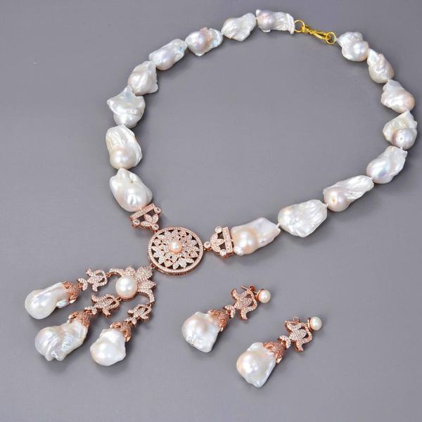 20" white keshi pearl necklace earrings sets, Silver 
20" white keshi pearl necklace earrings sets, Silver