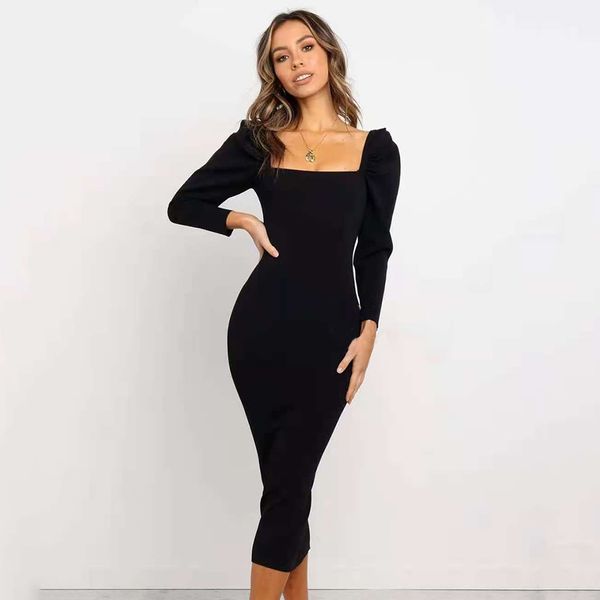2021 new women square neck long sleeve tight celebrity party dress t9zm, Black;gray
2021 new women square neck long sleeve tight celebrity party dress t9zm, Black;gray