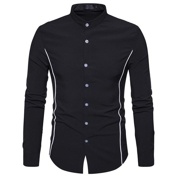 casual stylish striped print patchwork men shirt slim fit dress shirts long sleeve mandarin collar spring camisa masculina, White;black
casual stylish striped print patchwork men shirt slim fit dress shirts long sleeve mandarin collar spring camisa masculina, White;black