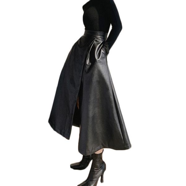 2020 new autumn women's fashion all-match temperament high waist skirts pu leather long skirts a-line split skirt female ns2229, Black
2020 new autumn women's fashion all-match temperament high waist skirts pu leather long skirts a-line split skirt female ns2229, Black