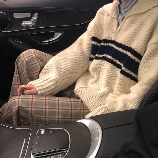 2020 spring and autumn korean style turn down collar stripe zipper thick knittd cardigans womens sweaters womens (c8540)1, White
2020 spring and autumn korean style turn down collar stripe zipper thick knittd cardigans womens sweaters womens (c8540)1, White