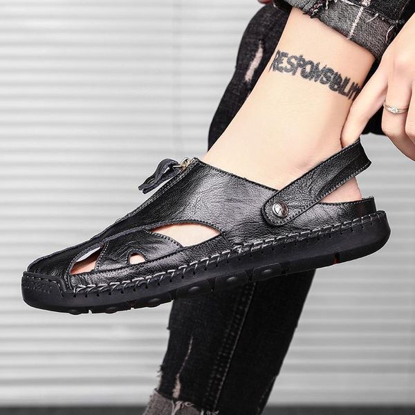 men genuine leather sandals summer male shoes fashion beach sandals man fashion outdoor casual sneakers classic men shoes1, Black
men genuine leather sandals summer male shoes fashion beach sandals man fashion outdoor casual sneakers classic men shoes1, Black