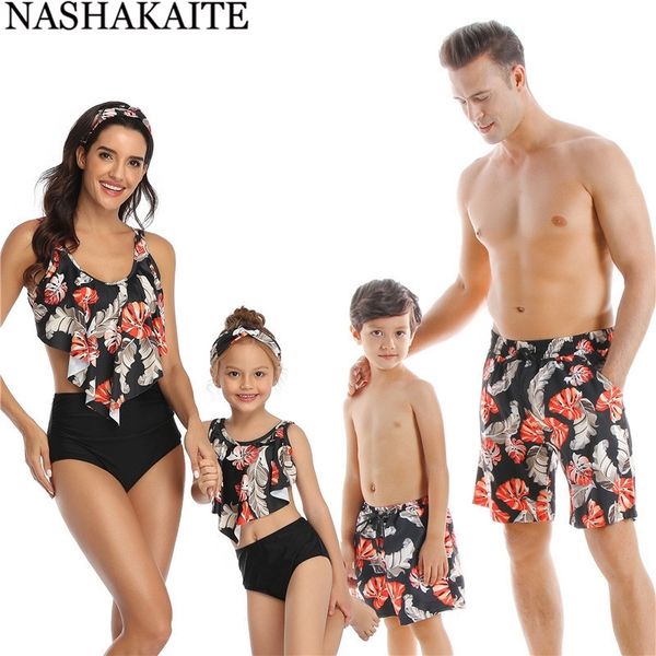 nashakaite family matching swimwear leaf printed matching swimsuit mom daughter dad and son swimming trunks family look y200713, Blue
nashakaite family matching swimwear leaf printed matching swimsuit mom daughter dad and son swimming trunks family look y200713, Blue