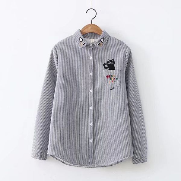 2021 new autume winter women fleece long sleeve cat embroidery v-neck thicken stripe women's shirt fashion shirts 31re, White
2021 new autume winter women fleece long sleeve cat embroidery v-neck thicken stripe women's shirt fashion shirts 31re, White