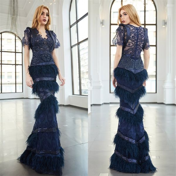 feather design evening dresses navy full lace applique custom made prom dresses short sleeves gorgeous mermaid formal party dress, Black;red
feather design evening dresses navy full lace applique custom made prom dresses short sleeves gorgeous mermaid formal party dress, Black;red