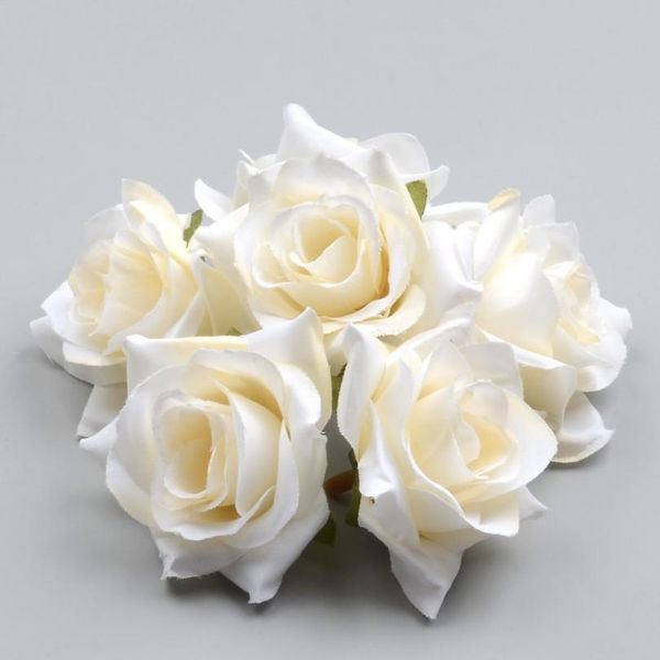 100pcs Diy Artificial White Rose Silk Flowers Head For Home Wedding Party Decoration Wreath Gift Box Scrapbooking Fake Bbymgj