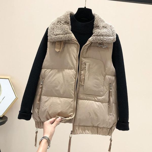 2020 autumn and winter new down cotton vest women short korean loose waistcoat lamb hair stitching vest jacket fashion women, Black;white
2020 autumn and winter new down cotton vest women short korean loose waistcoat lamb hair stitching vest jacket fashion women, Black;white