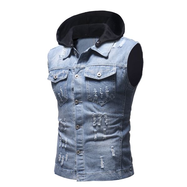 2021 autumn torn afflicted sleeveless jeans with casual hoodie of men vintage vest slim fit gilet homme k7kc, Black;white
2021 autumn torn afflicted sleeveless jeans with casual hoodie of men vintage vest slim fit gilet homme k7kc, Black;white
