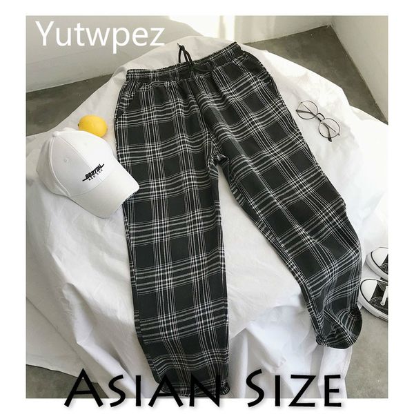 yutwpez men women korean black plaid casual pants mens streetwear harem male checkered trousers plus size 201109
yutwpez men women korean black plaid casual pants mens streetwear harem male checkered trousers plus size 201109