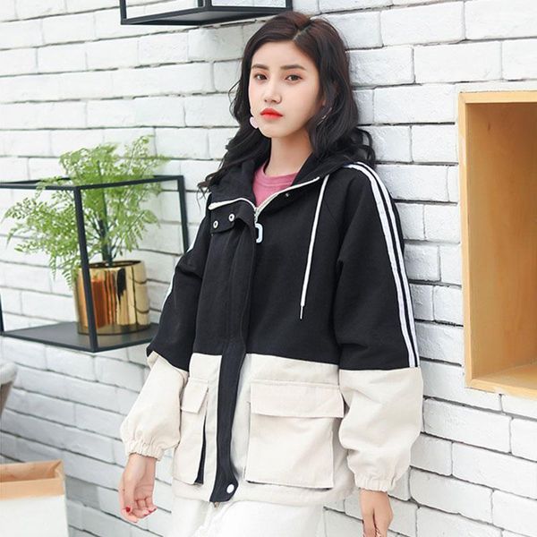 windbreaker long sleeve jacket patchwork autumn jackets sport loose color block women button female coat1, Black;brown
windbreaker long sleeve jacket patchwork autumn jackets sport loose color block women button female coat1, Black;brown