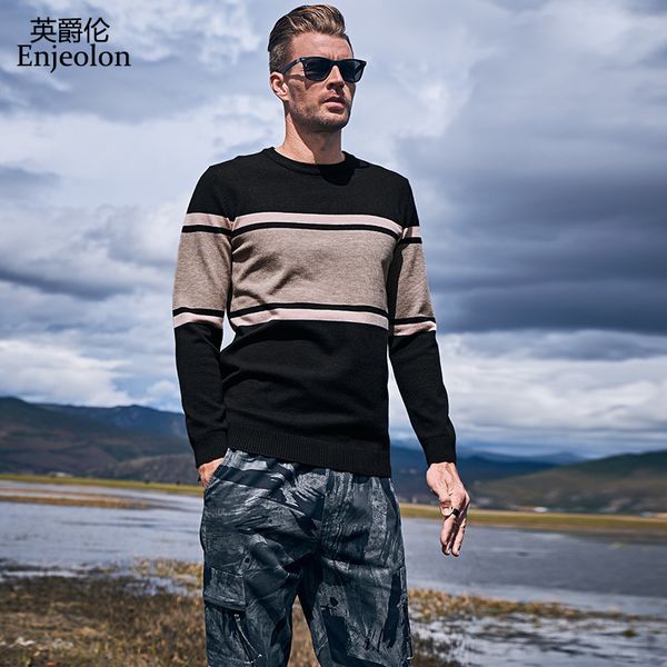 enjeolon brand autumn winter men sweater o-neck stiped casual contrast color knitted pullover streetwear plus size my3440 201026, White;black
enjeolon brand autumn winter men sweater o-neck stiped casual contrast color knitted pullover streetwear plus size my3440 201026, White;black