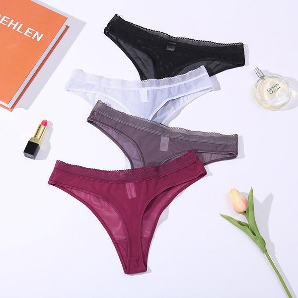ladies thong low waist thong ladies seamless mesh panties briefs nylon material breathable panties in 2020, Black;pink