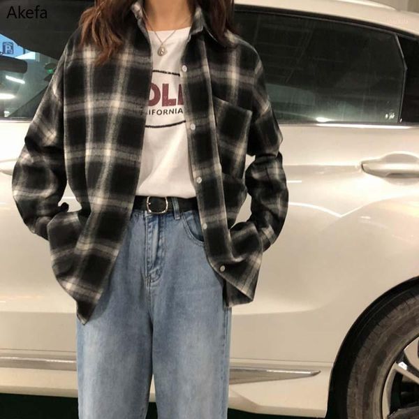 women spring autumn streetwear blouse shirts casual chic loose long sleeve vintage plaid shirt female preppy style harajuku 1, White
women spring autumn streetwear blouse shirts casual chic loose long sleeve vintage plaid shirt female preppy style harajuku 1, White