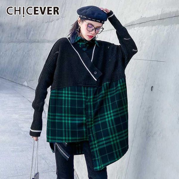 women's blouses & shirts chicever patchwork plaid hit color shirt women v neck long sleeve oversized loose blouse female 2021 spring fa, White
women's blouses & shirts chicever patchwork plaid hit color shirt women v neck long sleeve oversized loose blouse female 2021 spring fa, White