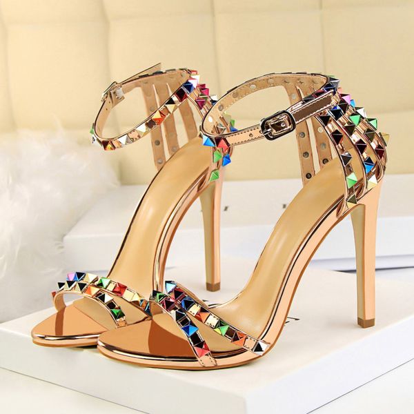 2020 women 11cm high heels rivets studded sandals lady sandles stiletto gladiator pumps stripper summer fetish platform shoes c0129, Black
2020 women 11cm high heels rivets studded sandals lady sandles stiletto gladiator pumps stripper summer fetish platform shoes c0129, Black