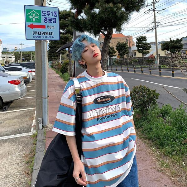striped contrast short sleeve t-shirt men's trendy summer street hip hop loose retro couple personality cotton half sleeve, White;black
striped contrast short sleeve t-shirt men's trendy summer street hip hop loose retro couple personality cotton half sleeve, White;black