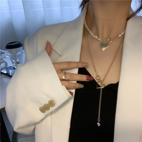 multi layer stacked love pearl necklace women's simple versatile sweater chain light luxury design sense neck jewelry, Silver
multi layer stacked love pearl necklace women's simple versatile sweater chain light luxury design sense neck jewelry, Silver