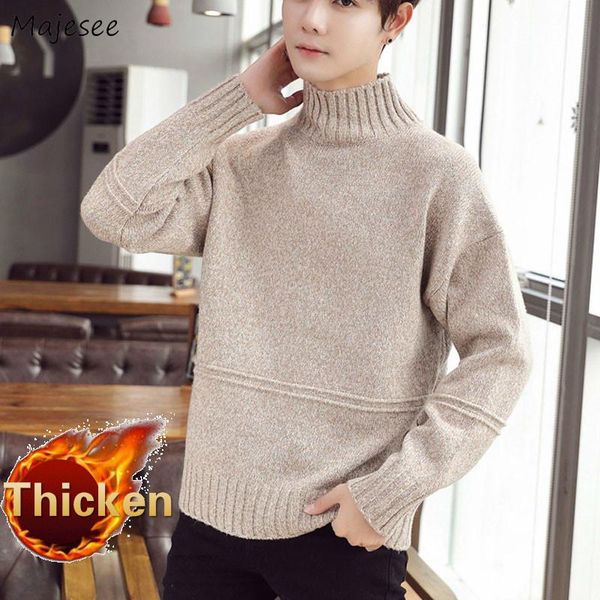 men pullovers solid mock neck casual all-match male sweaters thicken warm winter young teens knitted loose simple ulzzang chic, White;black
men pullovers solid mock neck casual all-match male sweaters thicken warm winter young teens knitted loose simple ulzzang chic, White;black