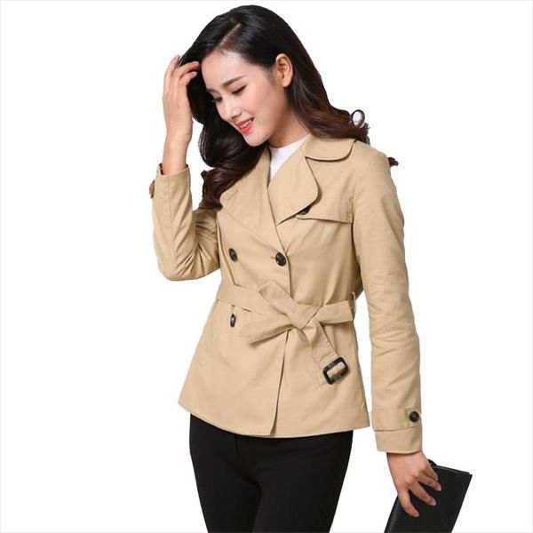 new short trench coat women 2019 spring autumn cotton windbreaker casual female belt slim double breasted short coats a2471, Tan;black
new short trench coat women 2019 spring autumn cotton windbreaker casual female belt slim double breasted short coats a2471, Tan;black
