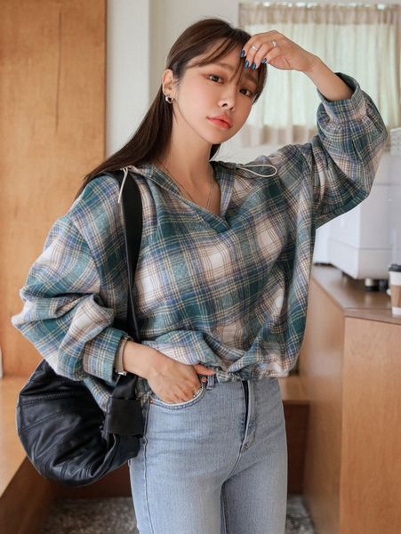 dazy tartan print drop shoulder drawstring wool-mix hoodie a8q4#, White;black
dazy tartan print drop shoulder drawstring wool-mix hoodie a8q4#, White;black