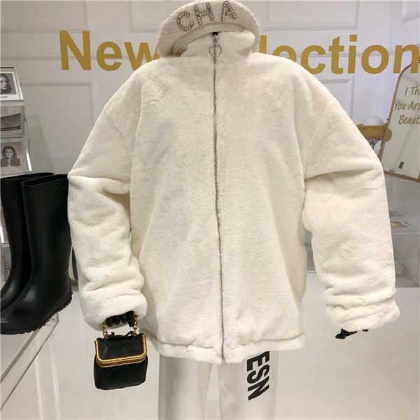 women's fur & faux niche design plush stand collar cotton warm coat 2021 autumn and winter lazy loose wild thick, Black
women's fur & faux niche design plush stand collar cotton warm coat 2021 autumn and winter lazy loose wild thick, Black