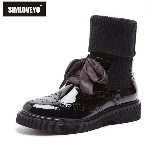 simloveyo 2020 new brogue mid calf boots kniting sock bow leather sweet cool black cutout square heel flat shoes1
simloveyo 2020 new brogue mid calf boots kniting sock bow leather sweet cool black cutout square heel flat shoes1
