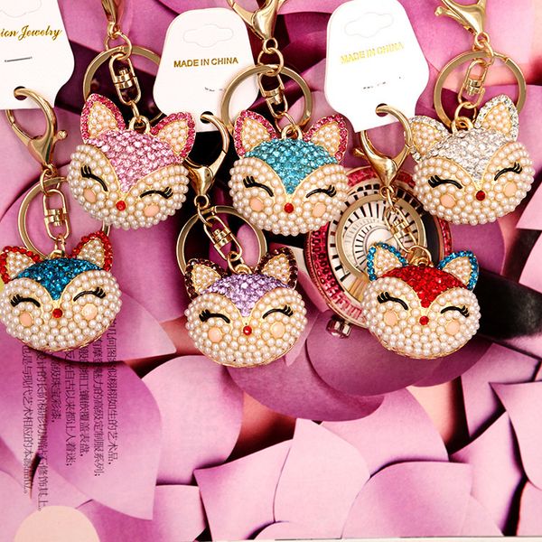 ring car artificial handbag keychain for cute fox inlay simulated pearl pendant key chains amazing, Silver
ring car artificial handbag keychain for cute fox inlay simulated pearl pendant key chains amazing, Silver