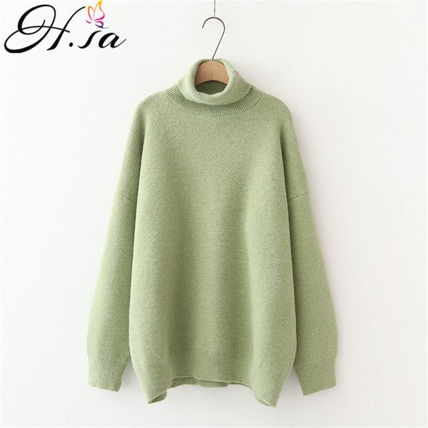 h.sa women's turtleneck sweaters thick warm pullover cashmere jumper soft oversized knitwear sweater korean women jumpers 201030, White;black
h.sa women's turtleneck sweaters thick warm pullover cashmere jumper soft oversized knitwear sweater korean women jumpers 201030, White;black