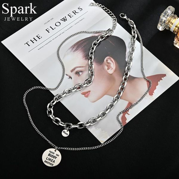 spark punk stainless steel round disc pendant necklace double-layer chain necklaces for women men party jewelry gift bijoux1, Silver
spark punk stainless steel round disc pendant necklace double-layer chain necklaces for women men party jewelry gift bijoux1, Silver