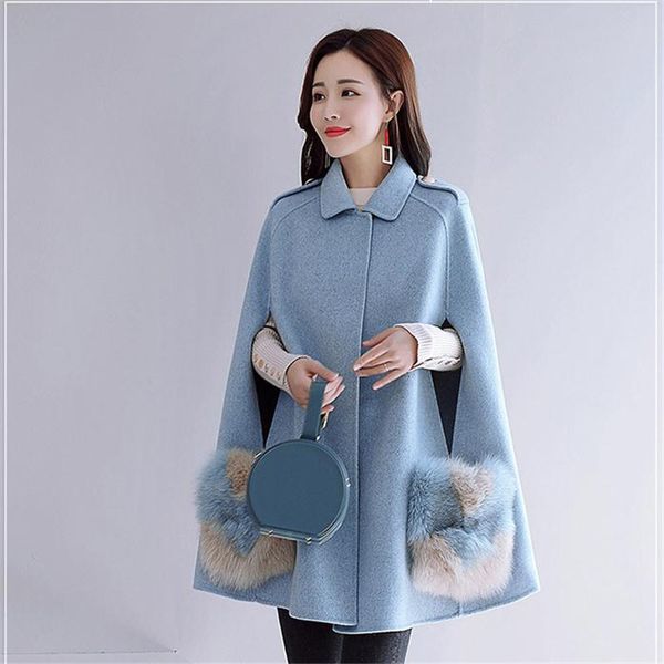 2021 New Female Woolen Fashions Hairy Pocket Poncho Korean Spring Jacket Buttoms Ol Plus Size Loose Elegant Woman Cape X0FB, Black
2021 New Female Woolen Fashions Hairy Pocket Poncho Korean Spring Jacket Buttoms Ol Plus Size Loose Elegant Woman Cape X0FB, Black