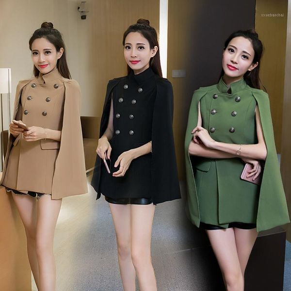 women cape coat cloak overcoat jacket double-breasted coat big size spring autumn new arrival, Black
women cape coat cloak overcoat jacket double-breasted coat big size spring autumn new arrival, Black