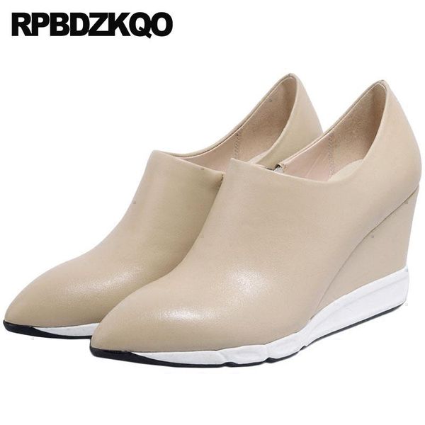 boots high heel british casual genuine leather side zip wedge women pointed toe autumn short booties comfortable 2021 shoes fall, Black
boots high heel british casual genuine leather side zip wedge women pointed toe autumn short booties comfortable 2021 shoes fall, Black