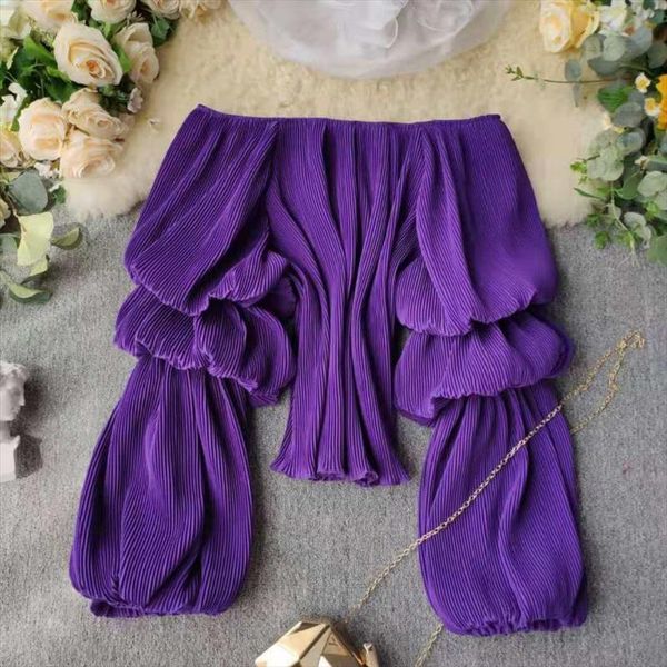 womens slash neck cyber celebrity spring summer new design pleated lantern sleeves chiffon short shirt tide ml870, White
womens slash neck cyber celebrity spring summer new design pleated lantern sleeves chiffon short shirt tide ml870, White