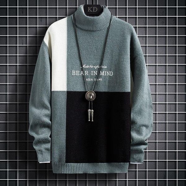 men's sweaters high collar sweater 2021 korean fashion personality color matching for boys in autumn and winter, White;black
men's sweaters high collar sweater 2021 korean fashion personality color matching for boys in autumn and winter, White;black