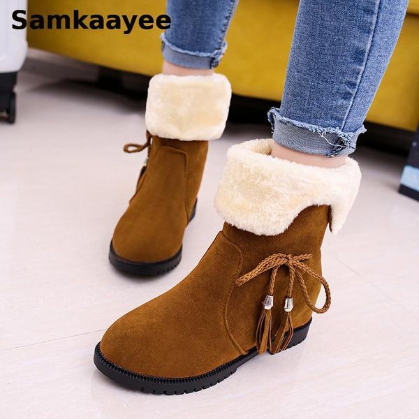size 35-40 womens snow boots winter female botas slip-on shoes mujer mid-calf solid tassel round toe wool warm booties 30, Black
size 35-40 womens snow boots winter female botas slip-on shoes mujer mid-calf solid tassel round toe wool warm booties 30, Black