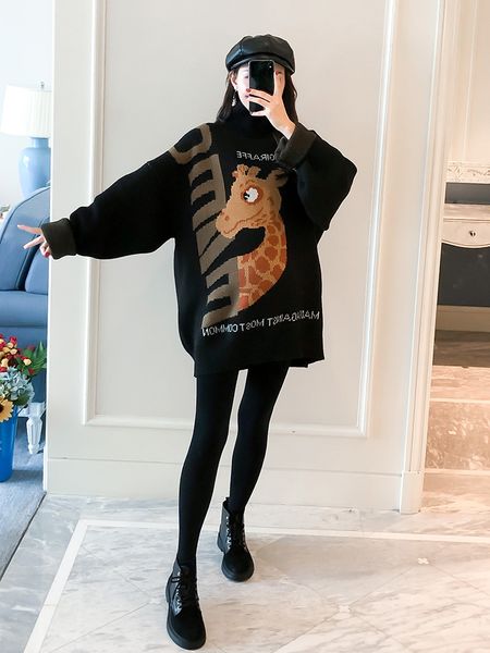 pregnant women's suit fashion autumn high collar mid length sweater thickened loose in winter wear knitted top, White
pregnant women's suit fashion autumn high collar mid length sweater thickened loose in winter wear knitted top, White