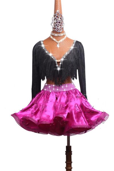 stage wear latin dance competition costume high-end performing children's black v-collar long-sleeved tassels fishbone skirt#ld0043, Black;red
stage wear latin dance competition costume high-end performing children's black v-collar long-sleeved tassels fishbone skirt#ld0043, Black;red