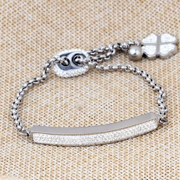 steel fashion stainless luxury plate adjustable length id crystal bracelet women jewelry
steel fashion stainless luxury plate adjustable length id crystal bracelet women jewelry