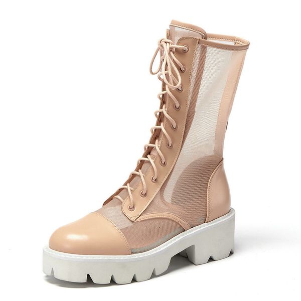 2021 new genuine leather mesh women summer boots thick high heels lace up party basic shoes woman kizg, Black
2021 new genuine leather mesh women summer boots thick high heels lace up party basic shoes woman kizg, Black