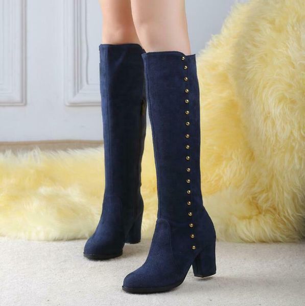 boots women winter studded faux suede high block heels pull on side zip knee boot, Black
boots women winter studded faux suede high block heels pull on side zip knee boot, Black
