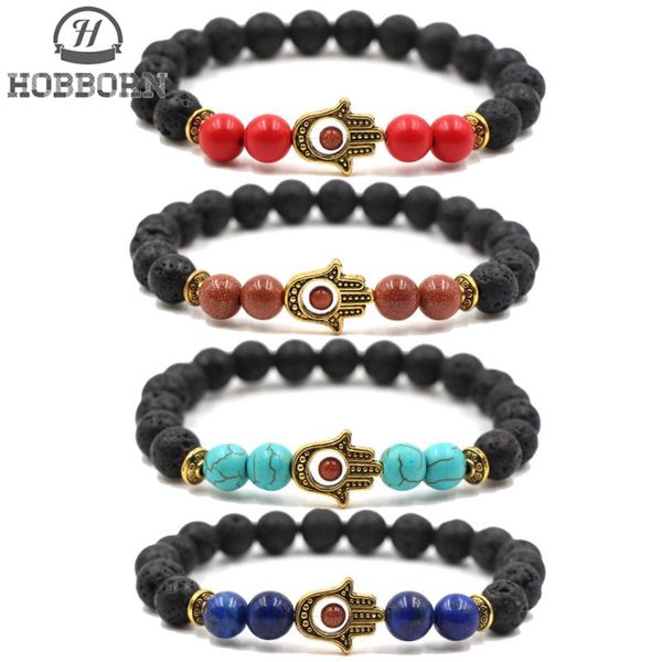 hobborn trendy natural stone men bracelet lava stone hawlite tiger eye mix strand hand of fatima women amulet bracelets jewelry, Golden;silver
hobborn trendy natural stone men bracelet lava stone hawlite tiger eye mix strand hand of fatima women amulet bracelets jewelry, Golden;silver