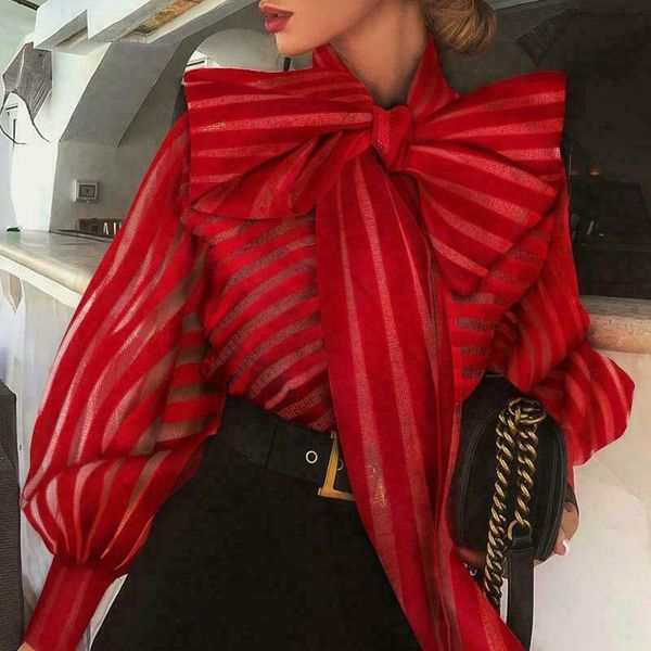 new sheer mesh women striped shirt blouse fashion long sleeve see-through big bowknot elegant clothes stylish blusas femme, White
new sheer mesh women striped shirt blouse fashion long sleeve see-through big bowknot elegant clothes stylish blusas femme, White