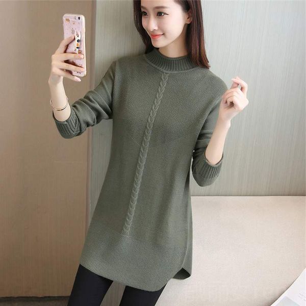 pregnant new autumn and winter wear medium length sweater women's loose korean long sleeve thickened half high collar bottom knitted, White
pregnant new autumn and winter wear medium length sweater women's loose korean long sleeve thickened half high collar bottom knitted, White