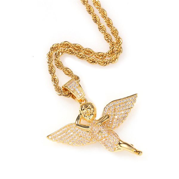 necklace gold plated copper inlaid cubic zirconia angel pendant 60cm stainless steel chain hip hop jewelry
necklace gold plated copper inlaid cubic zirconia angel pendant 60cm stainless steel chain hip hop jewelry