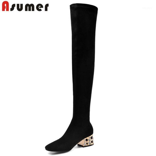 asumer 2020 big size 45 thigh high boots women suede leather slim stretch boots crystal square heels party wedding shoes woman1, Black
asumer 2020 big size 45 thigh high boots women suede leather slim stretch boots crystal square heels party wedding shoes woman1, Black