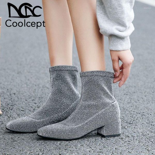 coolcept fashion women's glitter boots party show mid heels ankle boots elastic shoes women winter warm size 32-441, Black
coolcept fashion women's glitter boots party show mid heels ankle boots elastic shoes women winter warm size 32-441, Black