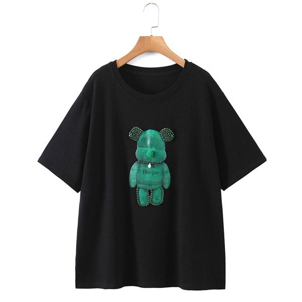 tide brand large size t-shirt women's spring brushed cotton heavy industry beaded brushed loose bear round neck short sleeves, White
tide brand large size t-shirt women's spring brushed cotton heavy industry beaded brushed loose bear round neck short sleeves, White