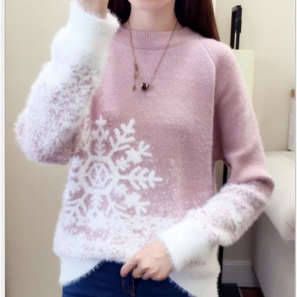 print snowflake christmas sweater pullovers women autumn spring knitted jumper female short cashmere plush swater h311 y200720, White;black
print snowflake christmas sweater pullovers women autumn spring knitted jumper female short cashmere plush swater h311 y200720, White;black