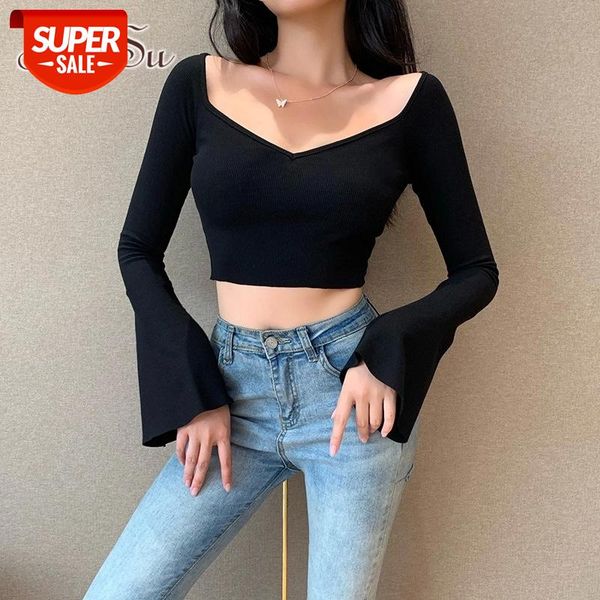 artsu streetwear ribbed flare sleeve cropped vintage deep v neck for women slim black t-shirt autumn tees ts52382 #vs8n, White
artsu streetwear ribbed flare sleeve cropped vintage deep v neck for women slim black t-shirt autumn tees ts52382 #vs8n, White