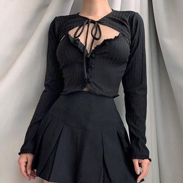 black women cool blouse 2020 autumn lady deep v neck short-length lace-up button blusa camis two pieces hipster street top, White
black women cool blouse 2020 autumn lady deep v neck short-length lace-up button blusa camis two pieces hipster street top, White